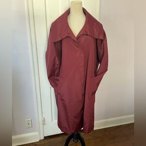 Jane Post Italian Fabric Raincoat – Burgundy 3X – Water Resistant